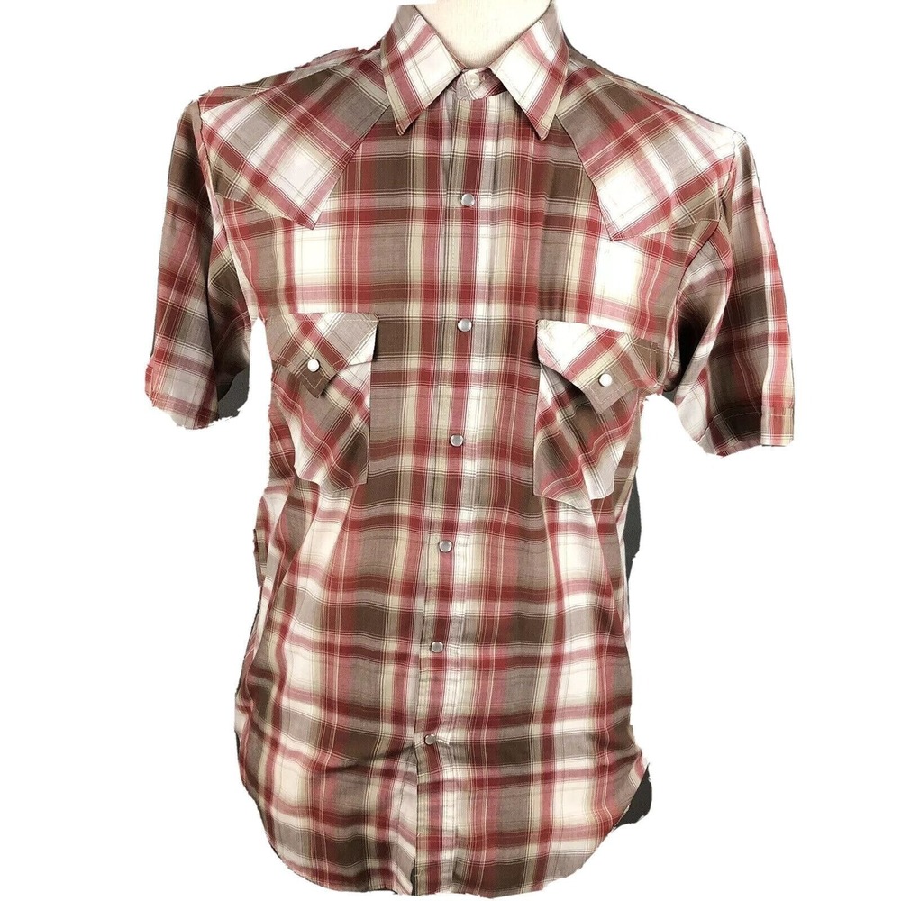 Plains Westernβ Wear Cowboy Rodeo Shirt Men's Medium Pearl Snaps Rancher Farm